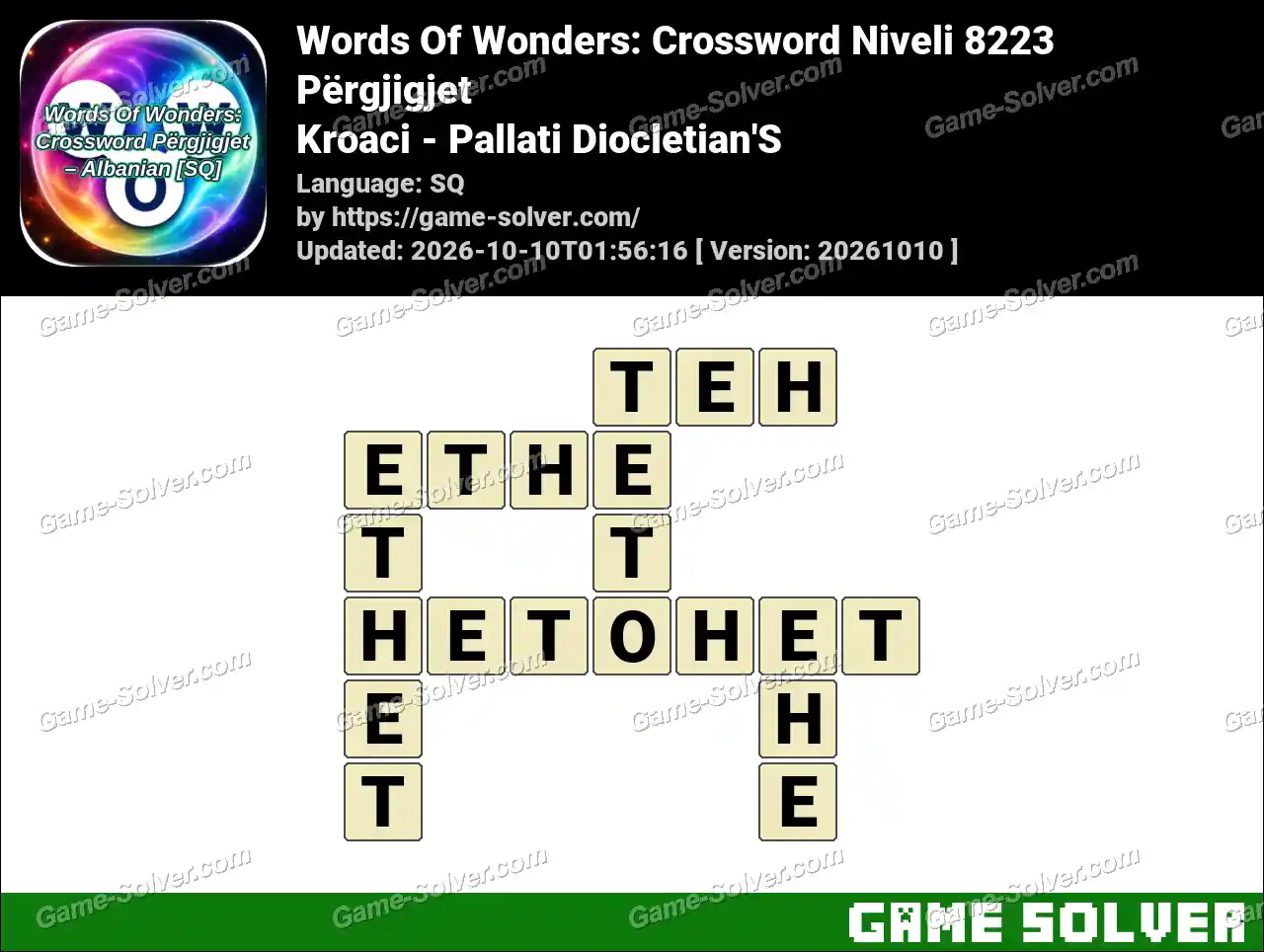 Words Of Wonders: Crossword Niveli 8223 Përgjigjet – Kroaci – Pallati Diocletian’S